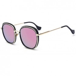 Goggle Vintage Mirror Flat Metal Round Circle Frame Fashion Sunglasses - Black - CX1824AHHC3 $20.25