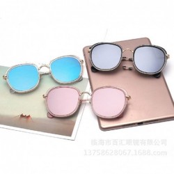 Goggle Vintage Mirror Flat Metal Round Circle Frame Fashion Sunglasses - Black - CX1824AHHC3 $12.25