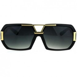 Rectangular Mens Designer Fashion Sunglasses Flat Top Rectangular Stylish Shades UV 400 - Black Gold - C6187RIT2AG $8.67