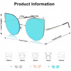 Oversized Cat Eye Mirrored Flat Lenses Ultra Thin Light Metal Frame Women Sunglasses SJ1022 - C612FO5WD43 $15.12