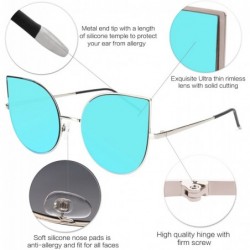 Oversized Cat Eye Mirrored Flat Lenses Ultra Thin Light Metal Frame Women Sunglasses SJ1022 - C612FO5WD43 $15.12