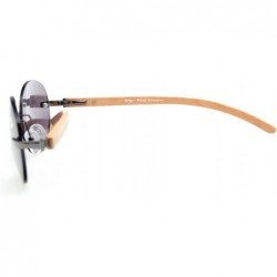 Round Spring Hinges Wood Arms Rimless Round Bifocal Sunglasses - Gunmetal - CS180ZTWRO6 $9.48