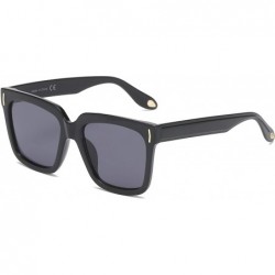 Square Forward Retro Oversized Square Sunglasses for Women Men Unisex UV400 with Flat Lens - Black - C418STGK2EI $25.21