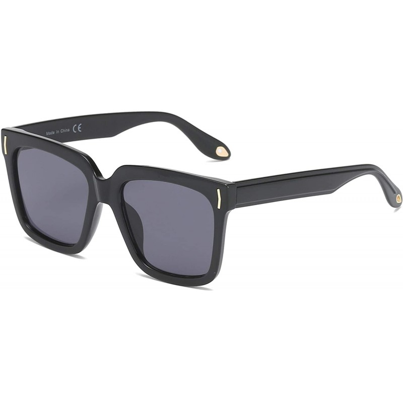 Square Forward Retro Oversized Square Sunglasses for Women Men Unisex UV400 with Flat Lens - Black - C418STGK2EI $10.58