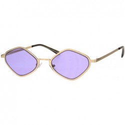 Square Diamond Shape Womens Sunglasses Thin Flat Metal Frame Fashion Shades - Gold (Purple) - C718LHQ28OK $17.92