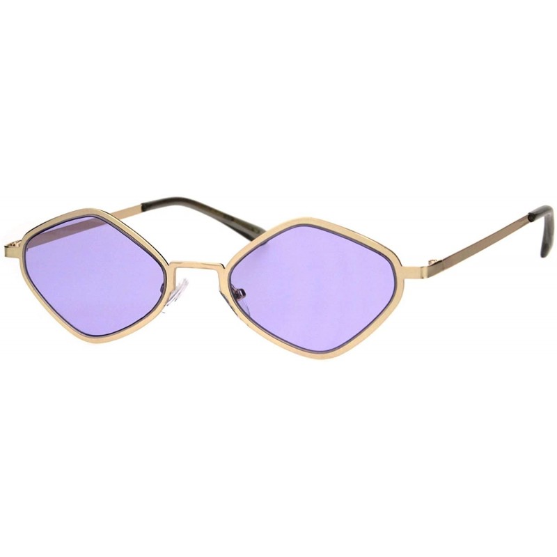 Square Diamond Shape Womens Sunglasses Thin Flat Metal Frame Fashion Shades - Gold (Purple) - C718LHQ28OK $10.56