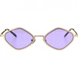 Square Diamond Shape Womens Sunglasses Thin Flat Metal Frame Fashion Shades - Gold (Purple) - C718LHQ28OK $10.56