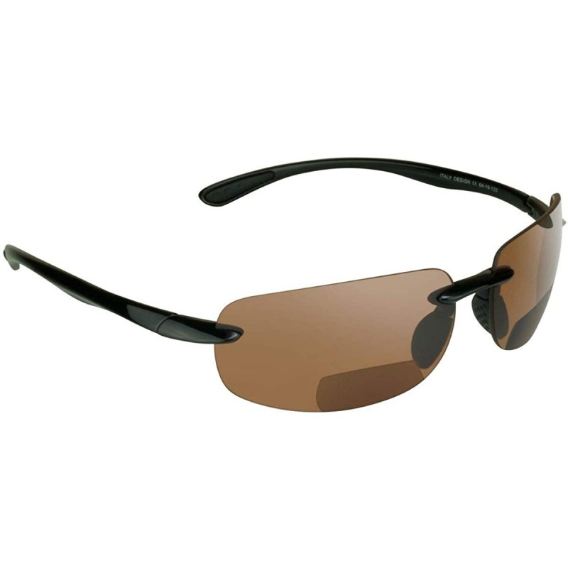 Wrap BIFOCAL Reader Sunglasses Rimless Men Women HD Amber Smoke Yellow Lens - Hd Lens Black Frame - C2127A2HA7V $15.32