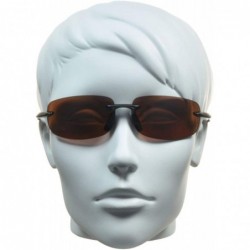 Wrap BIFOCAL Reader Sunglasses Rimless Men Women HD Amber Smoke Yellow Lens - Hd Lens Black Frame - C2127A2HA7V $15.32