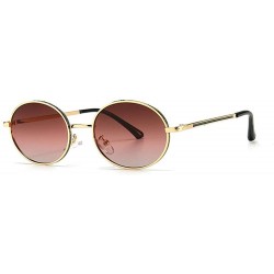 Oval Fashion Retro Men's Punk Oval Metal Frame Designer Ladies Hip Hop Sunglasses - Tea Pink - C21943E27GD $23.49