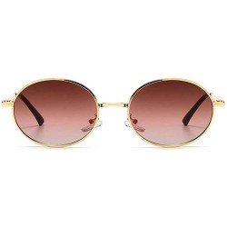Oval Fashion Retro Men's Punk Oval Metal Frame Designer Ladies Hip Hop Sunglasses - Tea Pink - C21943E27GD $10.16