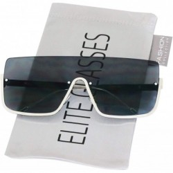 Rimless Oversized Shield Sunglasses Flat Top Gradient Lens Rimless Eyeglasses Women Men - Black-lens - C711HWSMXYV $21.05