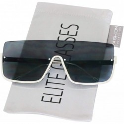 Rimless Oversized Shield Sunglasses Flat Top Gradient Lens Rimless Eyeglasses Women Men - Black-lens - C711HWSMXYV $12.53