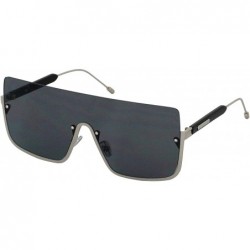 Rimless Oversized Shield Sunglasses Flat Top Gradient Lens Rimless Eyeglasses Women Men - Black-lens - C711HWSMXYV $12.53