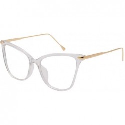 Aviator Lightweight Cat Eye Glasses for Women - Design Leopard Eyeglasses Big Frame Non Prescription Eyewear - White - CE1964...