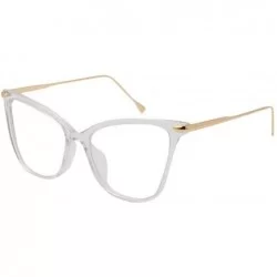 Aviator Lightweight Cat Eye Glasses for Women - Design Leopard Eyeglasses Big Frame Non Prescription Eyewear - White - CE1964...