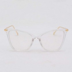 Aviator Lightweight Cat Eye Glasses for Women - Design Leopard Eyeglasses Big Frame Non Prescription Eyewear - White - CE1964...
