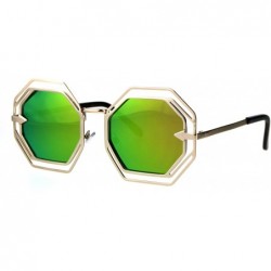 Rectangular Womens Victorian Geometric Art Deco Metal Rim Octagon Color Mirror Sunglasses - Gold Peach - CB184909MUO $13.20