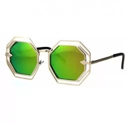 Rectangular Womens Victorian Geometric Art Deco Metal Rim Octagon Color Mirror Sunglasses - Gold Peach - CB184909MUO $13.20
