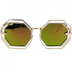 Rectangular Womens Victorian Geometric Art Deco Metal Rim Octagon Color Mirror Sunglasses - Gold Peach - CB184909MUO $13.20