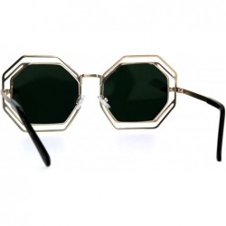 Rectangular Womens Victorian Geometric Art Deco Metal Rim Octagon Color Mirror Sunglasses - Gold Peach - CB184909MUO $13.20