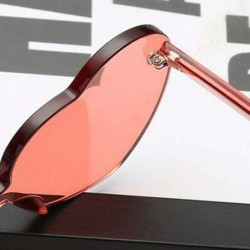 Rimless Rimless Women Love Heart Shaped Sunglasses for Women UV400 Sunglasses Trendy Transparent Resin Lens Love Glasses - C0...