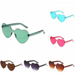 Rimless Rimless Women Love Heart Shaped Sunglasses for Women UV400 Sunglasses Trendy Transparent Resin Lens Love Glasses - C0...