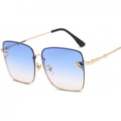 Oversized Sunglasses Women Men Retro Metal Frame Oversized Sun Glasses Female (Color Blue) - Blue - CF199DR678O $29.81
