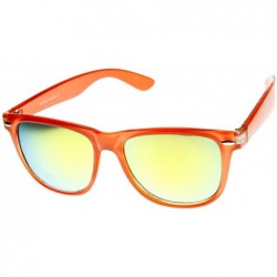 Wayfarer Large Oversized Translucent Frame Color Mirror Horn Rimmed Sunglasses (Orange Sun) - C211GX99767 $20.62