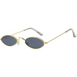 Sport Sunglasses For Man HD Casual Cool Metal Oval Glasses 2018 New Fashion - Gold Frames Grey Lens - CK18D6M725K $9.11