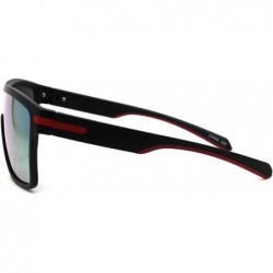 Rectangular Mens Oversized Shield Robotic Sport Plastic Sunglasses - Black Red Orange Mirror - CV18ZTAUN65 $10.49