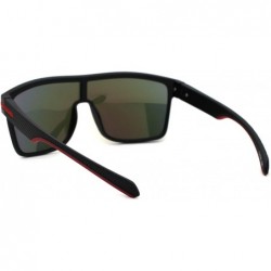 Rectangular Mens Oversized Shield Robotic Sport Plastic Sunglasses - Black Red Orange Mirror - CV18ZTAUN65 $10.49