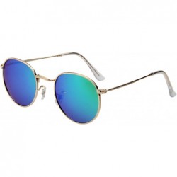 Round Polarized Round Metal Sunglasses for Women Men PC Lens 3447 - Green - CJ18CQTIAOO $46.47