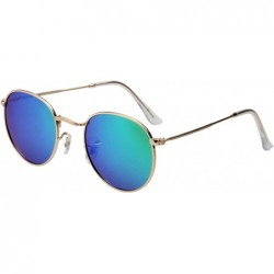 Round Polarized Round Metal Sunglasses for Women Men PC Lens 3447 - Green - CJ18CQTIAOO $41.55