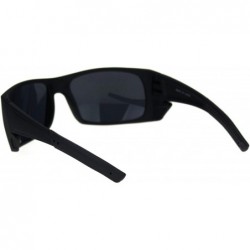 Rectangular Mens Rubberized Matte Plastic Side Wind Breaker Plastic Warp Sunglasses - CB18R59N0TR $9.52