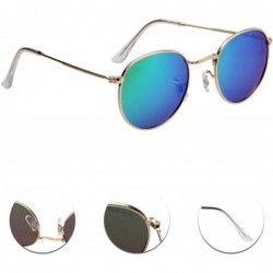 Round Polarized Round Metal Sunglasses for Women Men PC Lens 3447 - Green - CJ18CQTIAOO $21.87