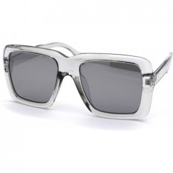 Rectangular Womens Thick Plastic Mobster Nerd Geeky Retro Sunglasses - Slate Silver Mirror - CB18ZMESZXI $20.06