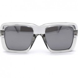 Rectangular Womens Thick Plastic Mobster Nerd Geeky Retro Sunglasses - Slate Silver Mirror - CB18ZMESZXI $13.38