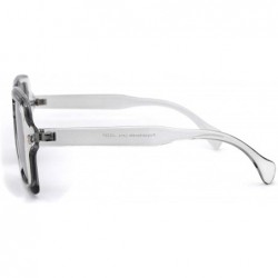 Rectangular Womens Thick Plastic Mobster Nerd Geeky Retro Sunglasses - Slate Silver Mirror - CB18ZMESZXI $13.38
