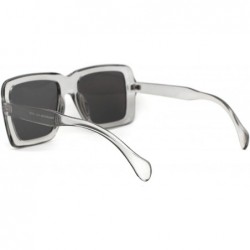Rectangular Womens Thick Plastic Mobster Nerd Geeky Retro Sunglasses - Slate Silver Mirror - CB18ZMESZXI $13.38