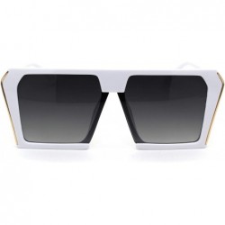 Rectangular Unisex Mobster Mafia Flat Top Plastic Rectangular Sunglasses - White Smoke - CD18YD0KH34 $23.82