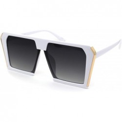 Rectangular Unisex Mobster Mafia Flat Top Plastic Rectangular Sunglasses - White Smoke - CD18YD0KH34 $13.92