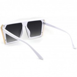 Rectangular Unisex Mobster Mafia Flat Top Plastic Rectangular Sunglasses - White Smoke - CD18YD0KH34 $13.92