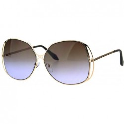 Oversized Womens Fashion Sunglasses Oversized Soft Square Metal Frame Gradient Lens - Gold (Brown Purple) - C3186ZGGLTD $18.89