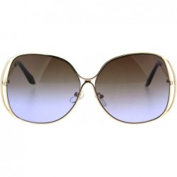 Oversized Womens Fashion Sunglasses Oversized Soft Square Metal Frame Gradient Lens - Gold (Brown Purple) - C3186ZGGLTD $9.06