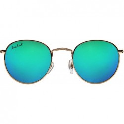 Round Polarized Round Metal Sunglasses for Women Men PC Lens 3447 - Green - CJ18CQTIAOO $21.87