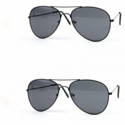 Aviator Classic Aviator Sunglasses P2162 - 2 Pcs Black-smoke Lens & Black-smoke Lens - CX11ZFAT2G9 $51.38