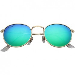 Round Polarized Round Metal Sunglasses for Women Men PC Lens 3447 - Green - CJ18CQTIAOO $21.87