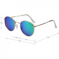 Round Polarized Round Metal Sunglasses for Women Men PC Lens 3447 - Green - CJ18CQTIAOO $21.87