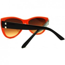 Round Studded Fashion Sunglasses Womens Round Cateye Frame - Orange Black - CB1864AKKUA $10.02